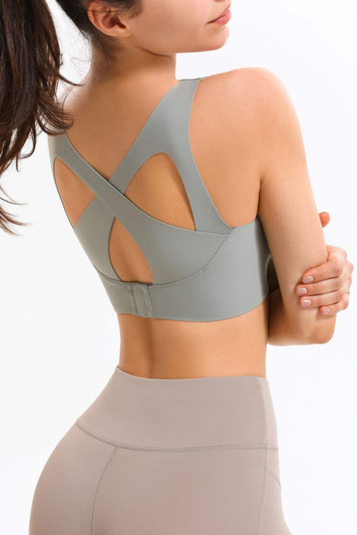 Crisscross Cutout Scoop Neck Sports Bra