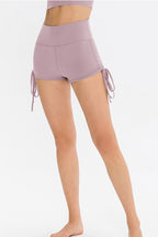 Side Drawstring High Waist Yoga Shorts