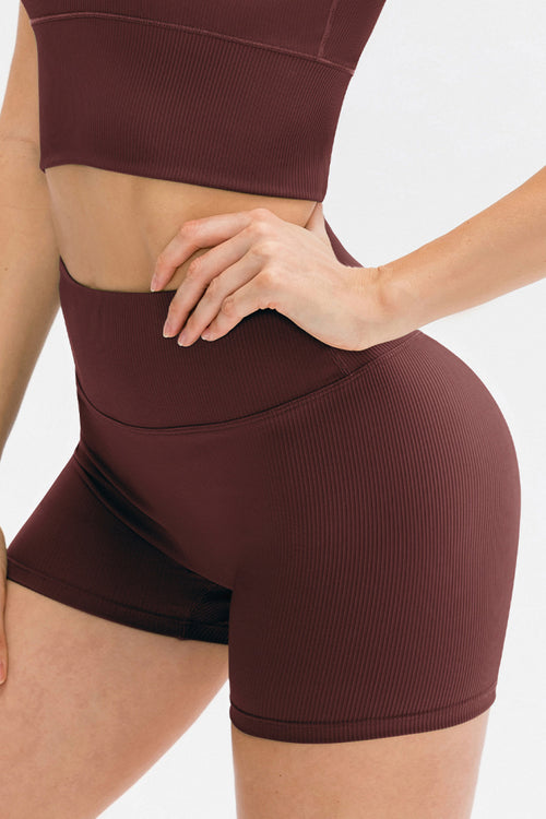 High Waist Ribbed Yoga Shorts