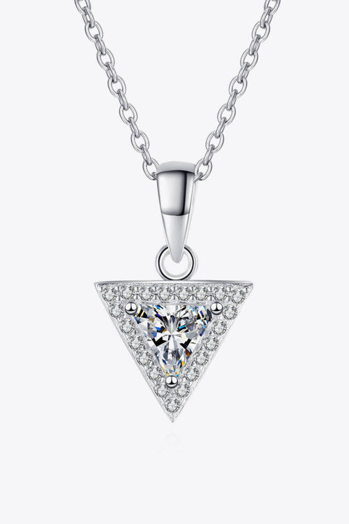 925 Sterling Silver Triangle Moissanite Pendant Necklace