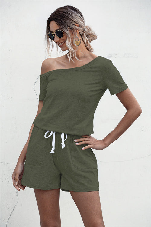 One Shoulder Tie Waist Romper