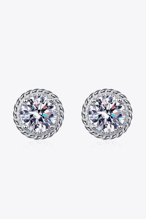 1 Carat Moissanite Rhodium-Plated Round Stud Earrings