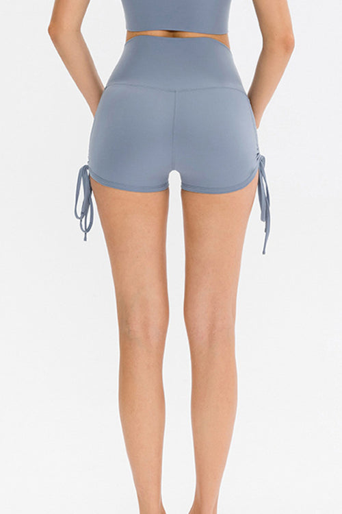 Side Drawstring High Waist Yoga Shorts