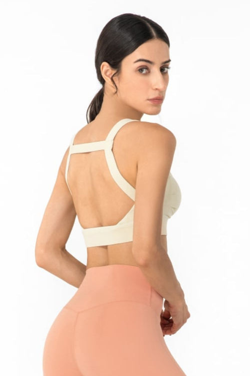 Open Back Pleated Detail Sports Bra