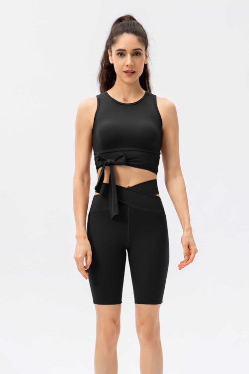 Feel Like Skin Crisscross Waist Biker Shorts