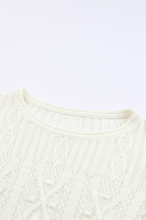 Flutter Sleeve Pompom Detail Knit Top