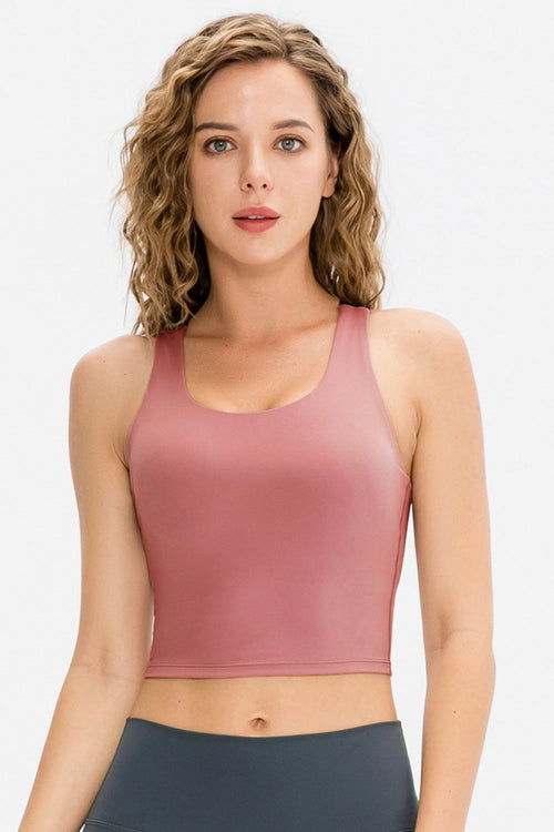 Contrast Strap Cropped Yoga Tank