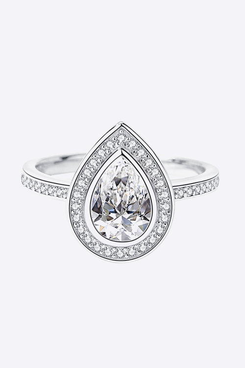 925 Sterling Silver Teardrop Moissanite Ring