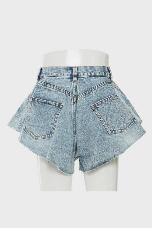 Rhinestone Fringe Detail Denim Shorts