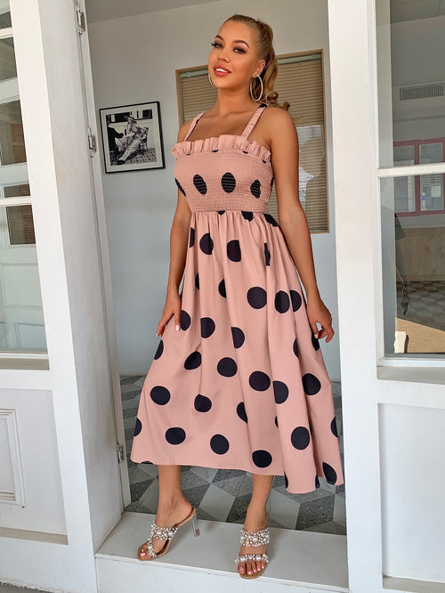 Large Scale Polka Dot Cutout Dress