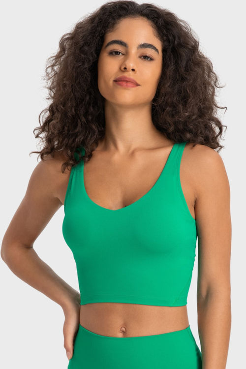 Deep V-Neck Crop Sports Bra